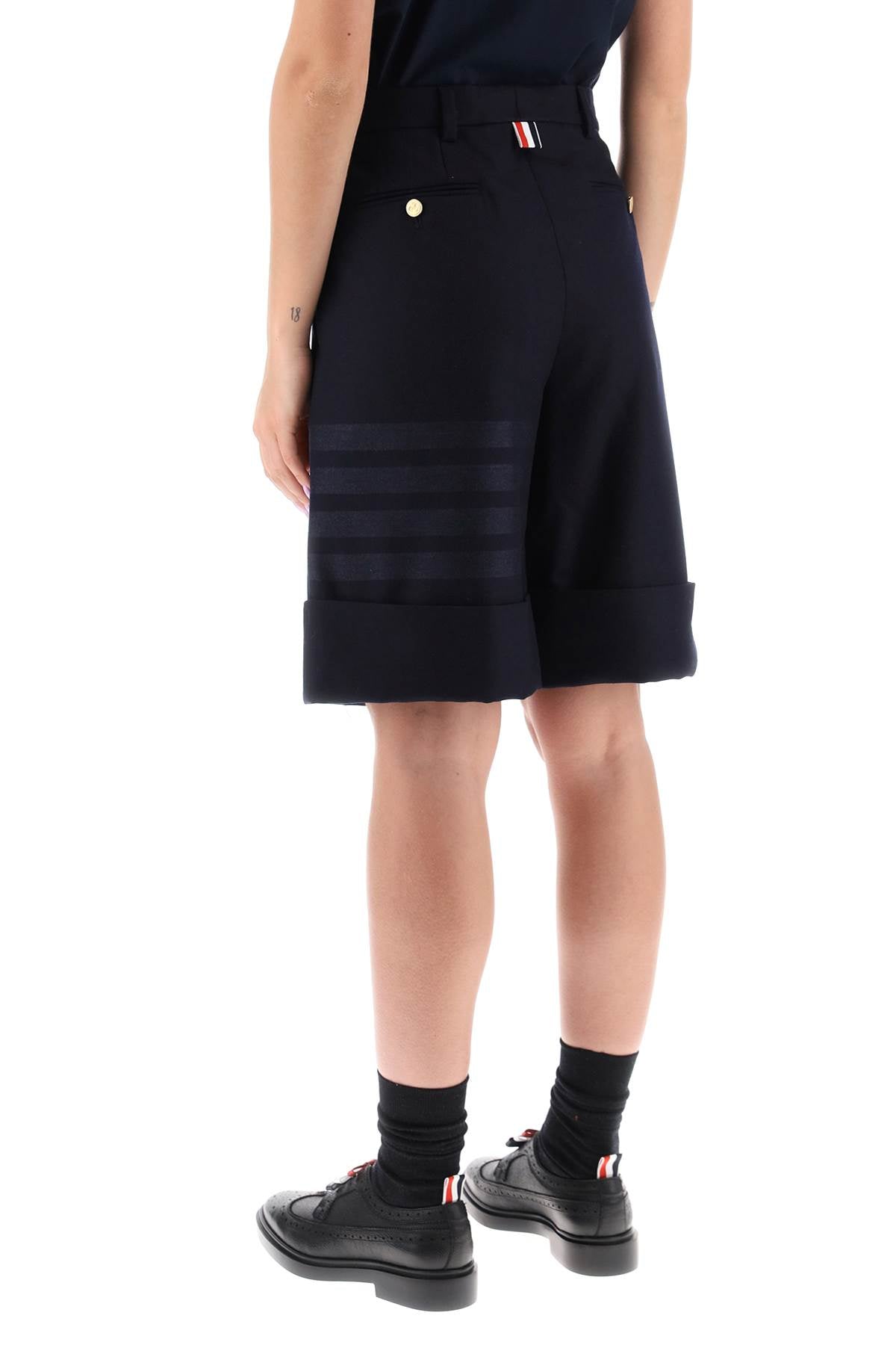 Thom browne shorts in flannel with 4-bar motif-Thom Browne-42-Urbanheer