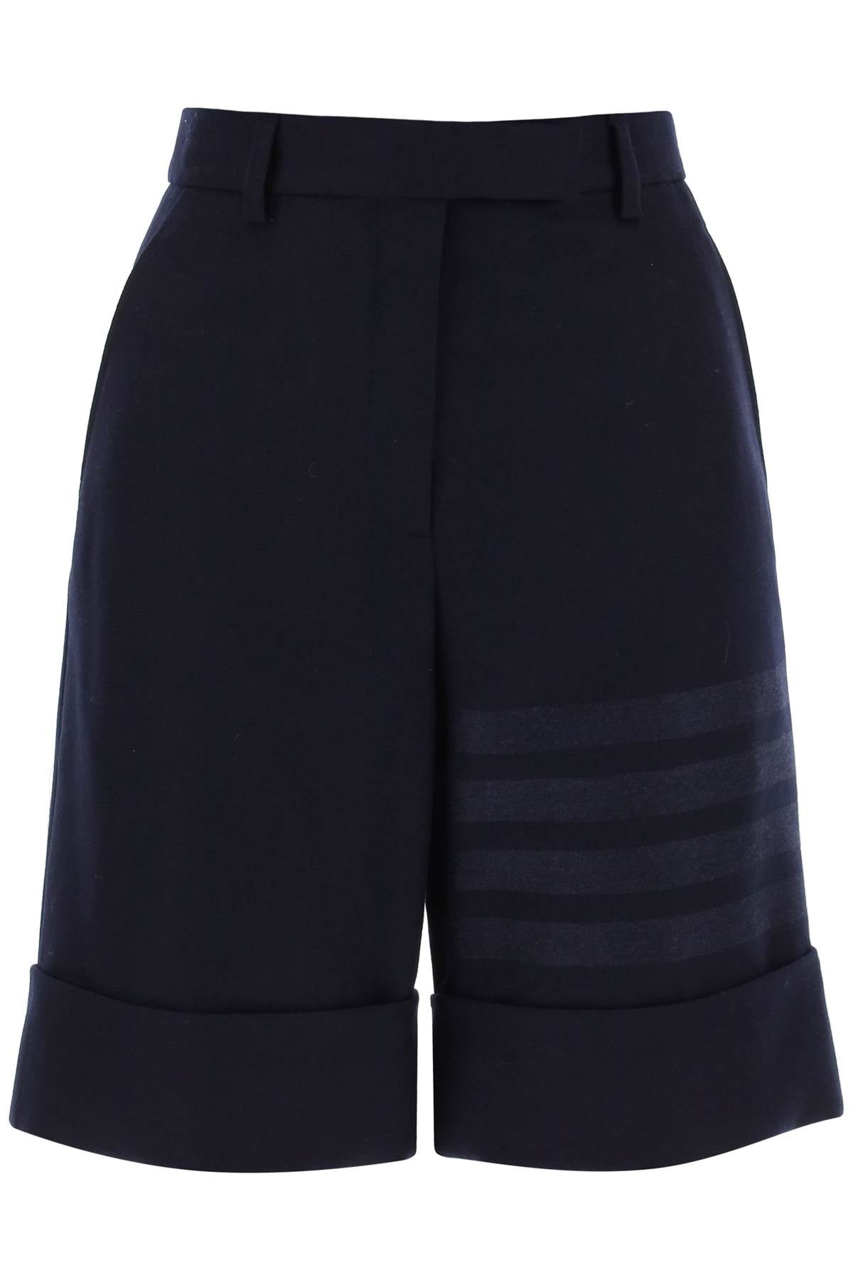 Thom browne shorts in flannel with 4-bar motif-Thom Browne-42-Urbanheer
