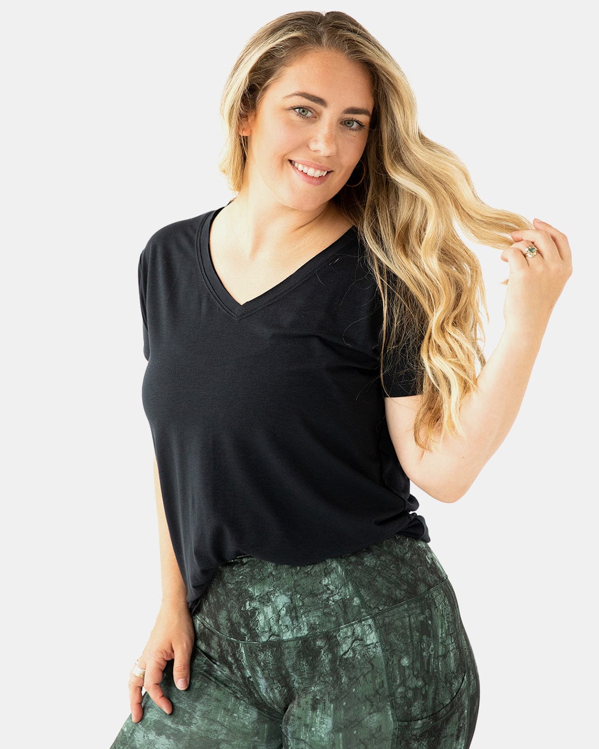 Hello Sunshine Upf V-Neck – Booya Black-Top - Hello Sunshine UPF V-Neck-Handful-XS-Booya Black-Urbanheer
