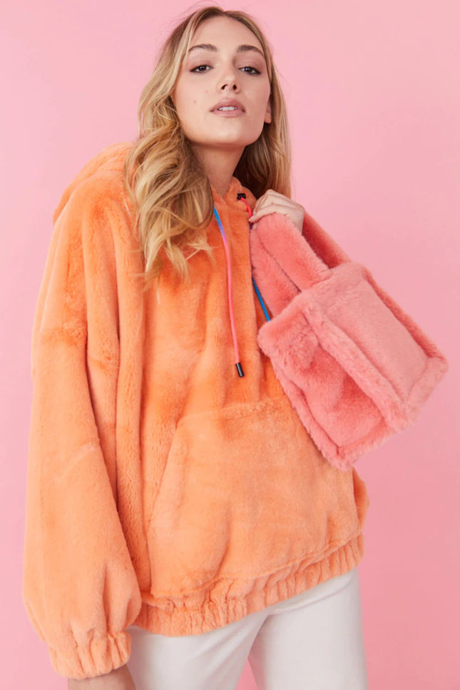 Faux Fur Oversized Orange Hoodie-Tops-Buy Me Fur Ltd-S-M-Orange-Faux Fur-Urbanheer
