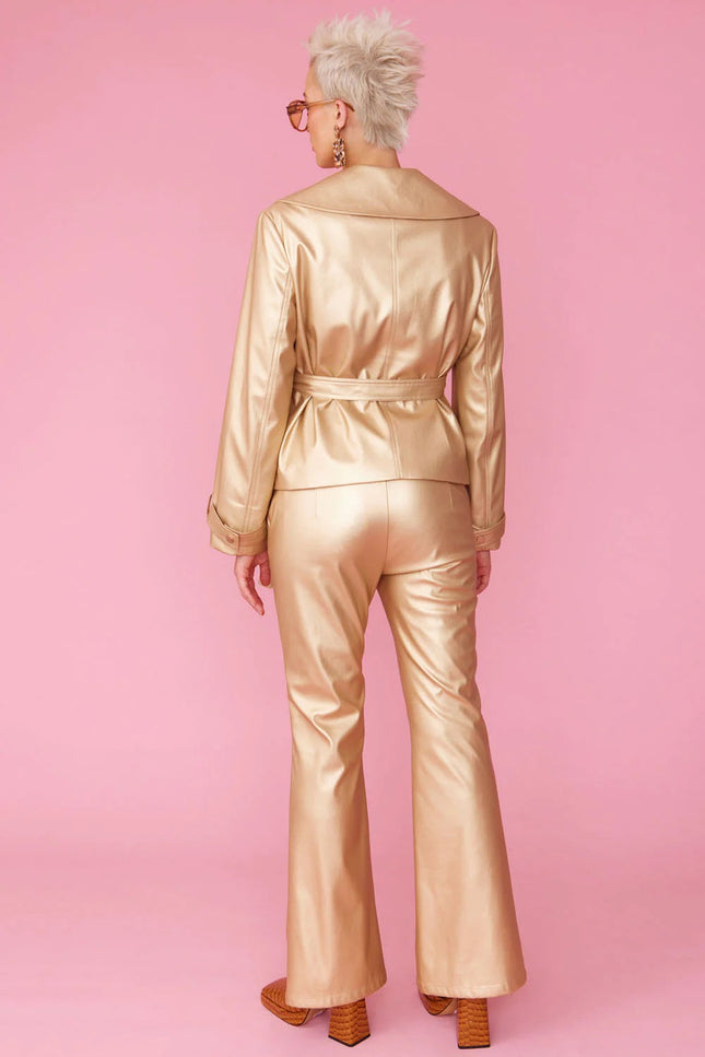 Faux Leather Metallic Gold Jacket-Clothing - Women-Buy Me Fur Ltd-Urbanheer