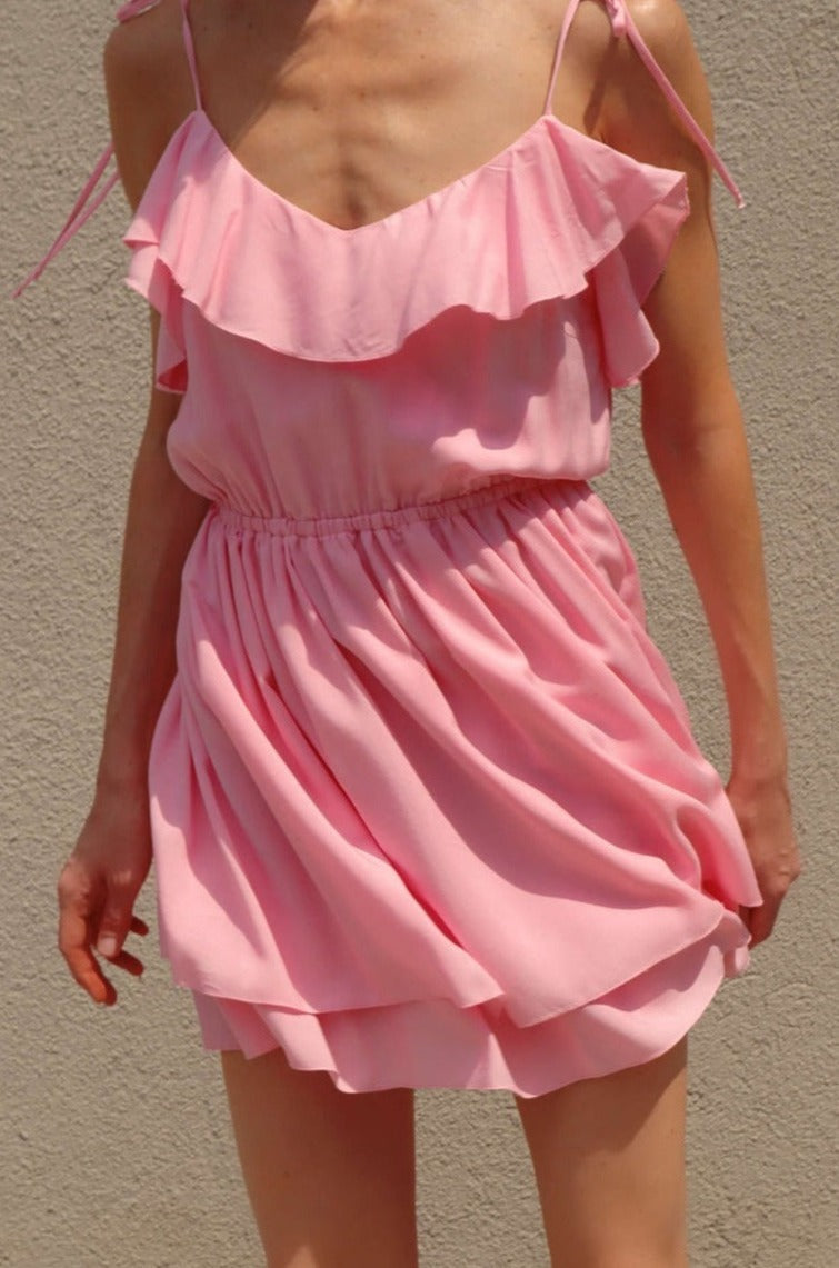 Abba Ruffled Viscose Mini Dress-2KStyle-xs-Urbanheer