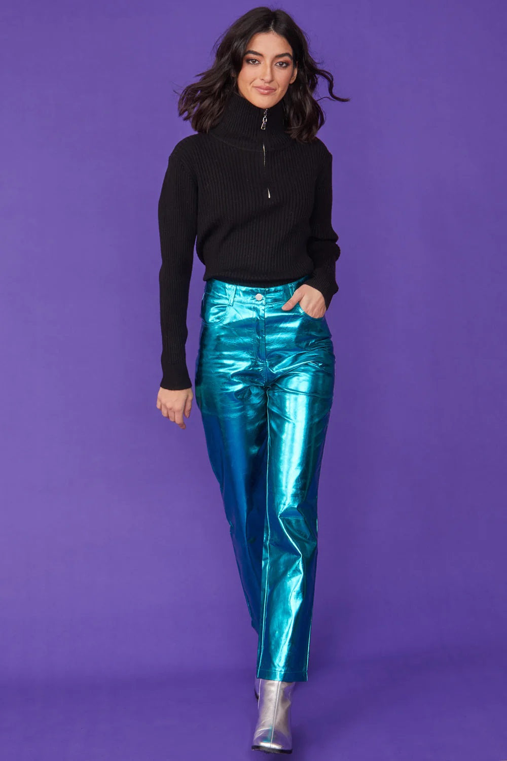 Funnel Neck Ribbed Black Cashmere Jumper-Tops-Buy Me Fur Ltd-One Size-Black-Cashmere-Urbanheer