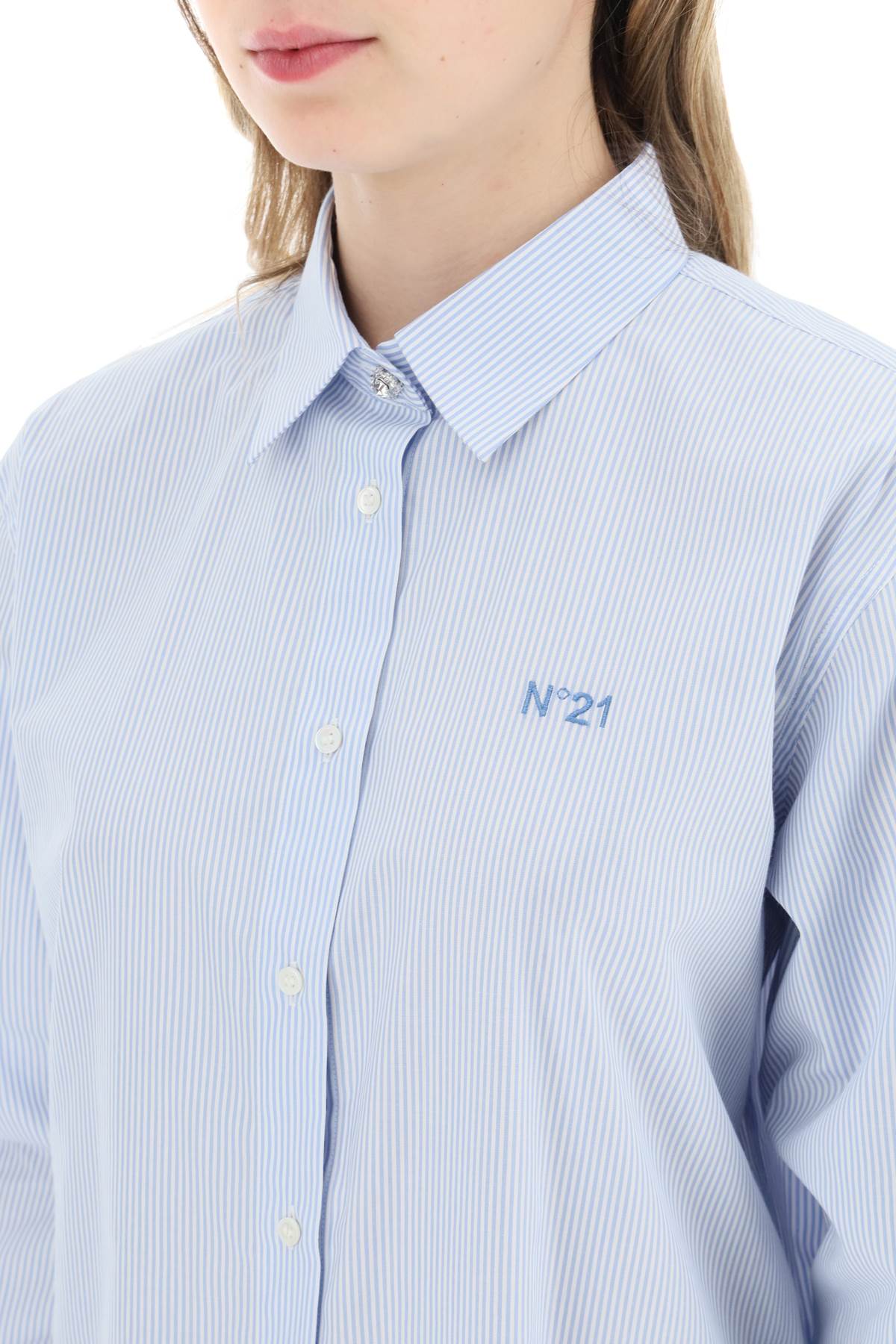 N.21 striped shirt with jewel buttons-N.21-44-Urbanheer