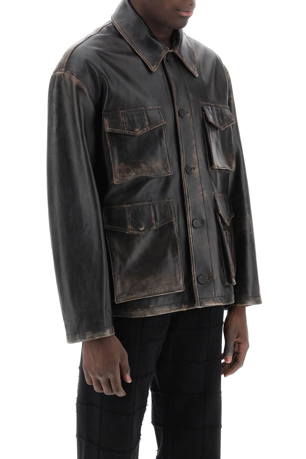 Golden goose leone aviator jacket in lived-in-effect leather-Golden Goose-48-Urbanheer
