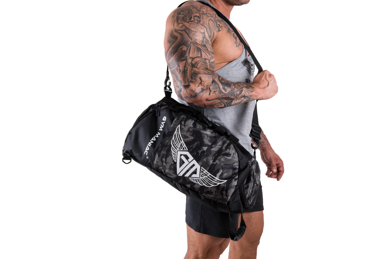 Gym Maniac Gm 3-Way Gym Bag - Camo Gray-Gym Maniac GM s.r.o.-Urbanheer