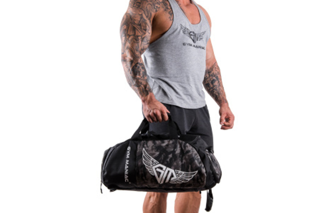 Gym Maniac Gm 3-Way Gym Bag - Camo Gray-Gym Maniac GM s.r.o.-Urbanheer