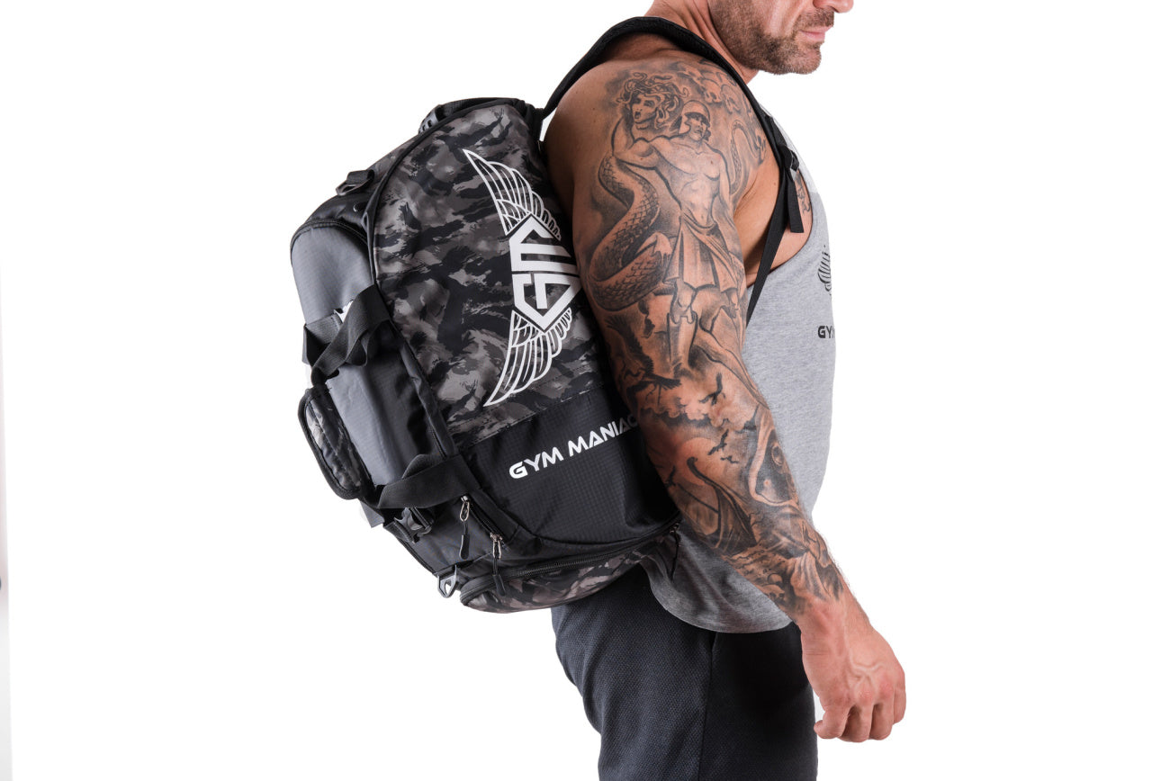 Gym Maniac Gm 3-Way Gym Bag - Camo Gray-Gym Maniac GM s.r.o.-Urbanheer