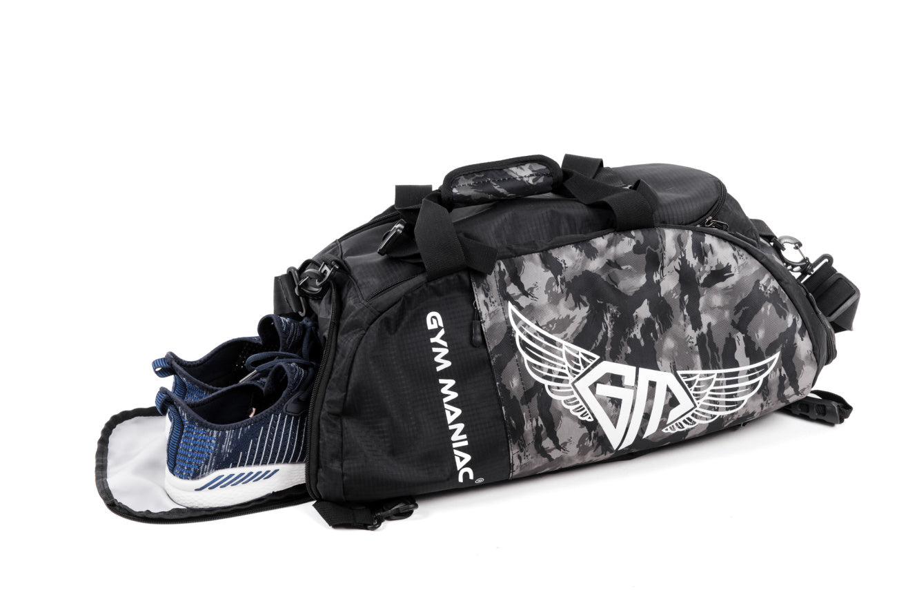 Gym Maniac Gm 3-Way Gym Bag - Camo Gray-Gym Maniac GM s.r.o.-Urbanheer