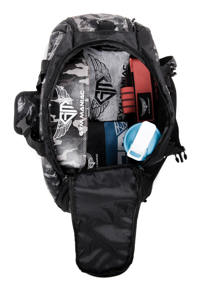 Gym Maniac Gm 3-Way Gym Bag - Camo Gray-Gym Maniac GM s.r.o.-Urbanheer
