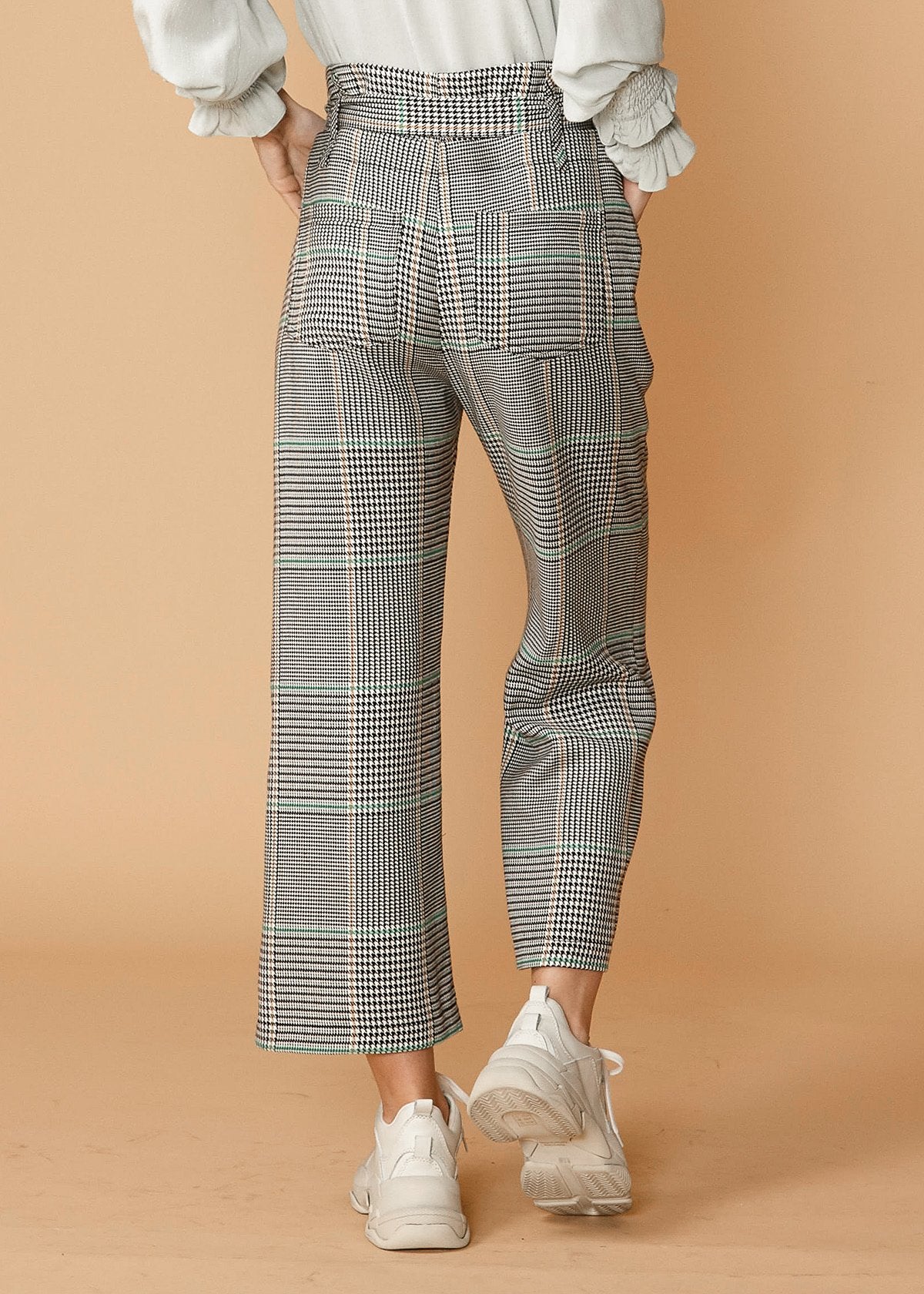 Women'S Plaid Tie Waist Cropped Pants In Fall Glen-Lemon Hera-L-Urbanheer