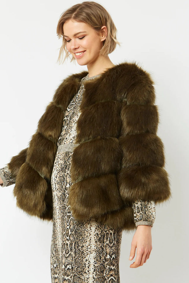 Green Faux Fur Ella Coat-Clothing - Women-Buy Me Fur Ltd-One Size-Green-Faux Fur-Urbanheer