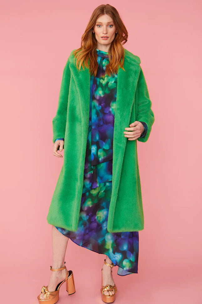 Green Faux Fur Midi Coat-Clothing - Women-Buy Me Fur Ltd-S-M-Green-Faux Fur-Urbanheer