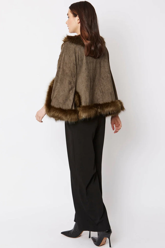 Green Faux Fur Suede Cape Jacket-Clothing - Women-Buy Me Fur Ltd-One Size-Green-Faux Suede-Urbanheer