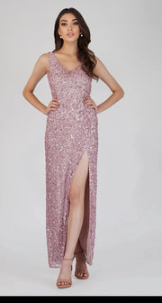 Pink Sequin Maxi Dress.-Lace & Beads-UK 8-Urbanheer