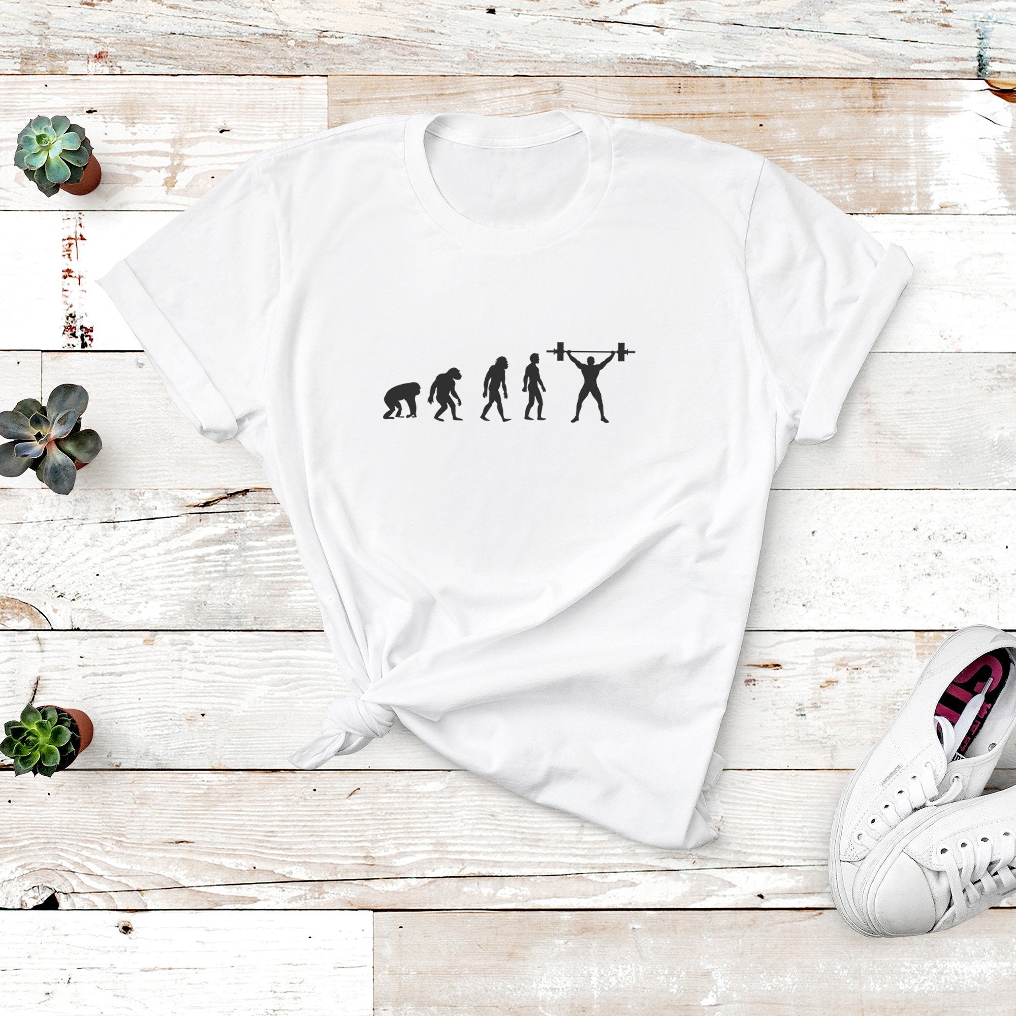 Evolution Of Gym, Gym Fitness Unisex T-Shirts, Tee, Custom Shirt, Custom T-Shirt, Personalized T-Shirt-Printram-XS-Solid White Blend-Urbanheer