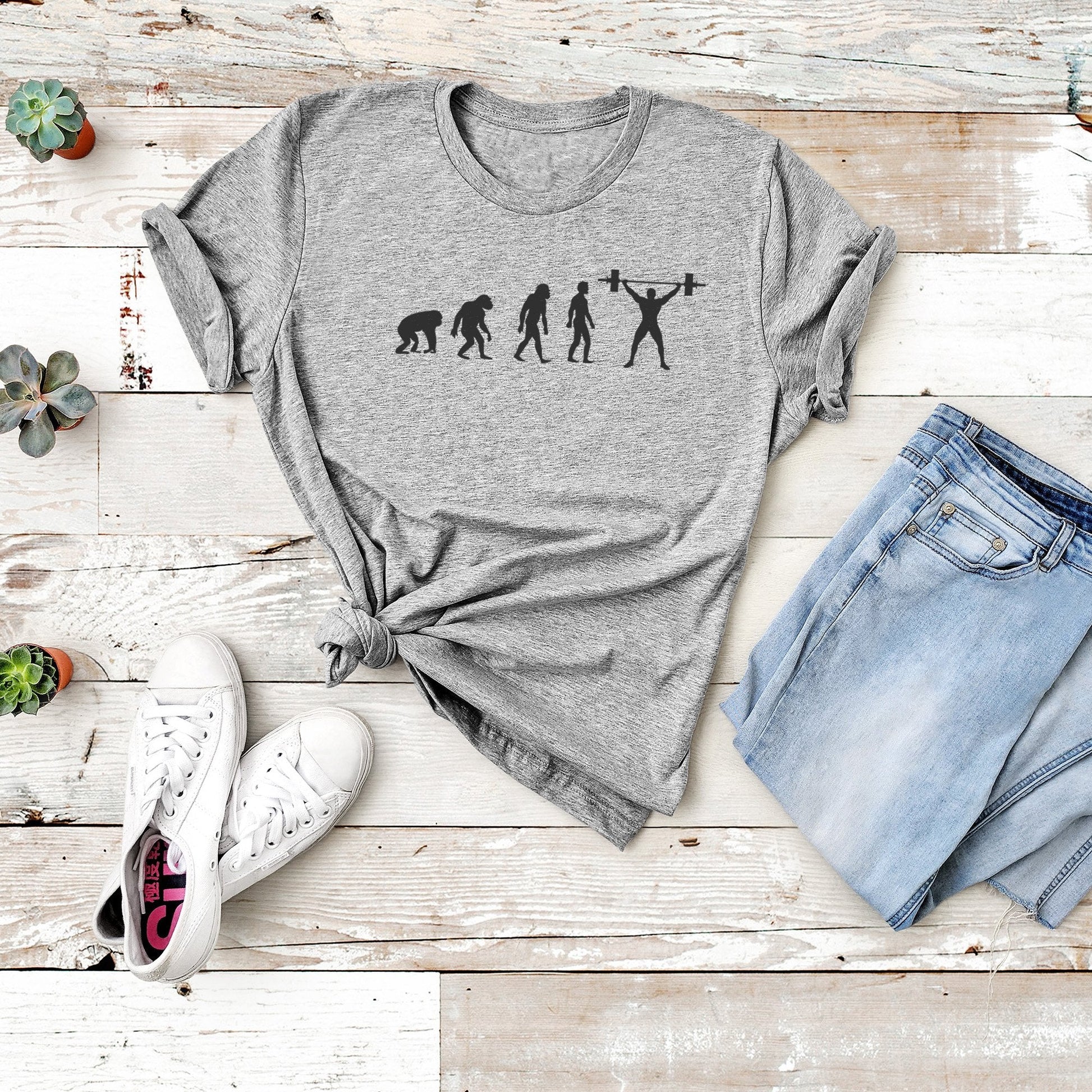 Evolution Of Gym, Gym Fitness Unisex T-Shirts, Tee, Custom Shirt, Custom T-Shirt, Personalized T-Shirt-Printram-XS-Solid White Blend-Urbanheer