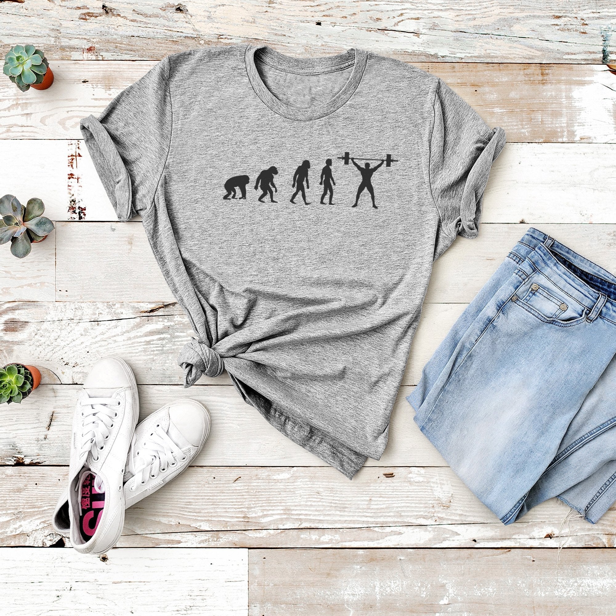 Evolution Of Gym, Gym Fitness Unisex T-Shirts, Tee, Custom Shirt, Custom T-Shirt, Personalized T-Shirt-Printram-XS-Solid White Blend-Urbanheer