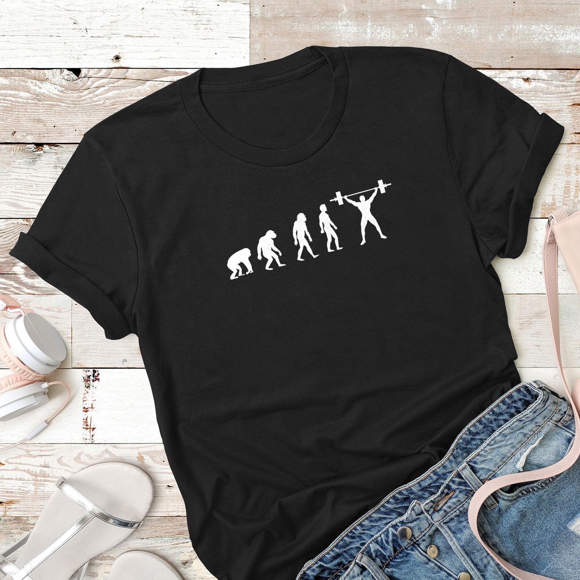 Evolution Of Gym, Gym Fitness Unisex T-Shirts, Tee, Custom Shirt, Custom T-Shirt, Personalized T-Shirt-Printram-XS-Solid White Blend-Urbanheer