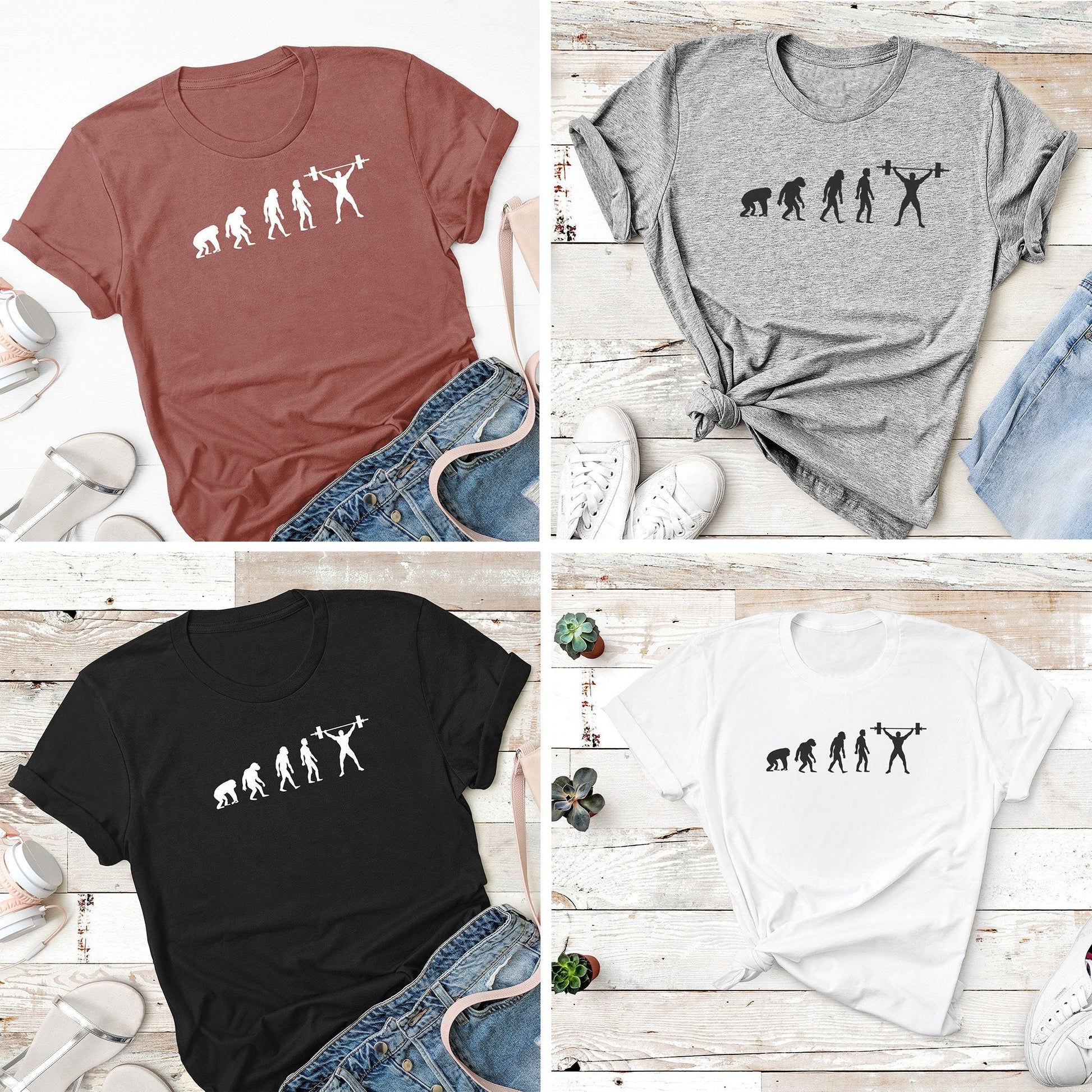 Evolution Of Gym, Gym Fitness Unisex T-Shirts, Tee, Custom Shirt, Custom T-Shirt, Personalized T-Shirt-Printram-XS-Solid White Blend-Urbanheer