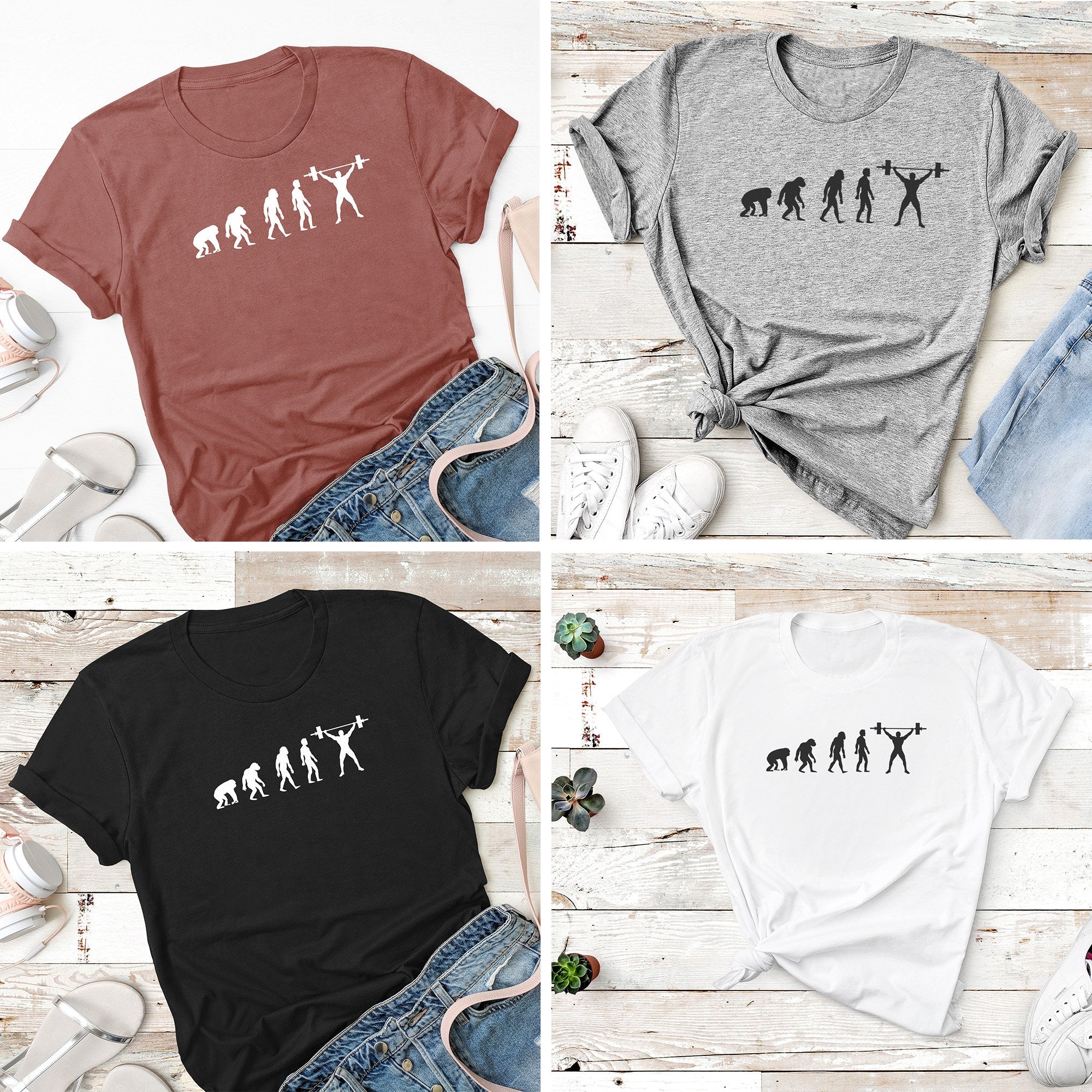 Evolution Of Gym, Gym Fitness Unisex T-Shirts, Tee, Custom Shirt, Custom T-Shirt, Personalized T-Shirt-Printram-XS-Solid White Blend-Urbanheer