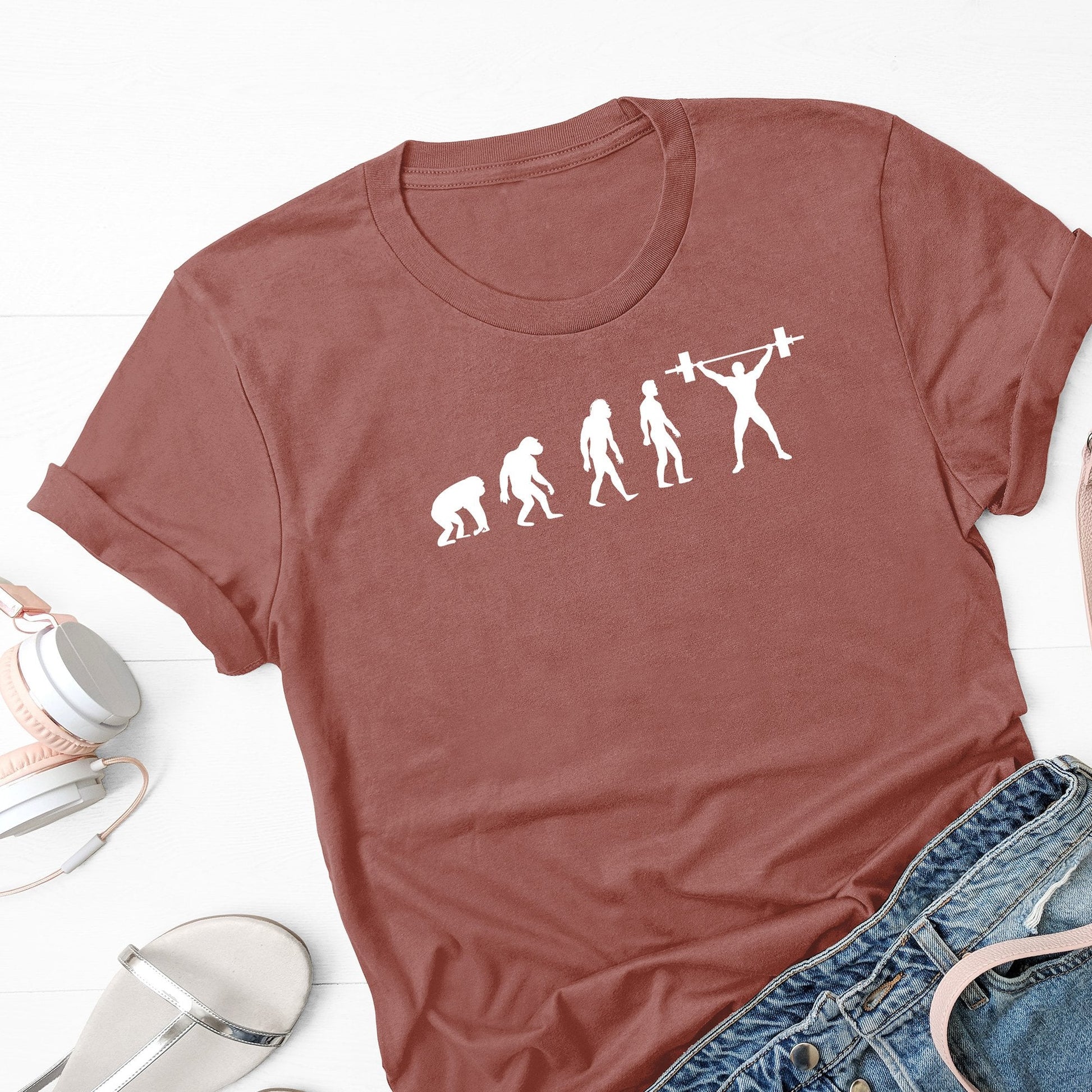 Evolution Of Gym, Gym Fitness Unisex T-Shirts, Tee, Custom Shirt, Custom T-Shirt, Personalized T-Shirt-Printram-XS-Solid White Blend-Urbanheer