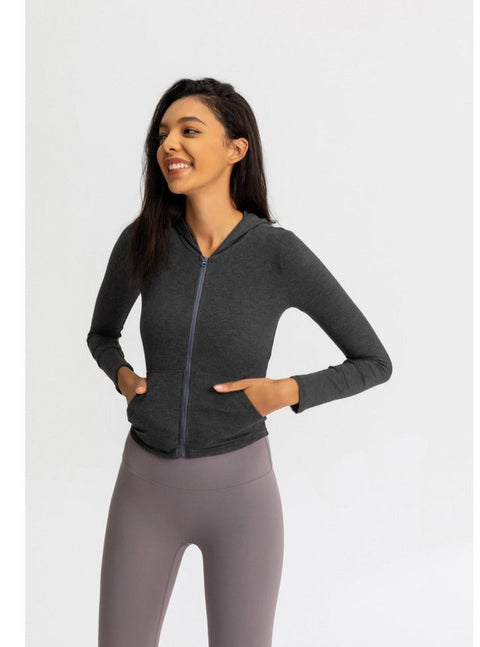 Autumn Seamless Solid Yoga Hoodies Long Shirt Jacket Long Sleeve Zipper Sportswear Hooded Top Gym Fitness Workout Sports Tees-UHXC-green-XL-United States-Urbanheer