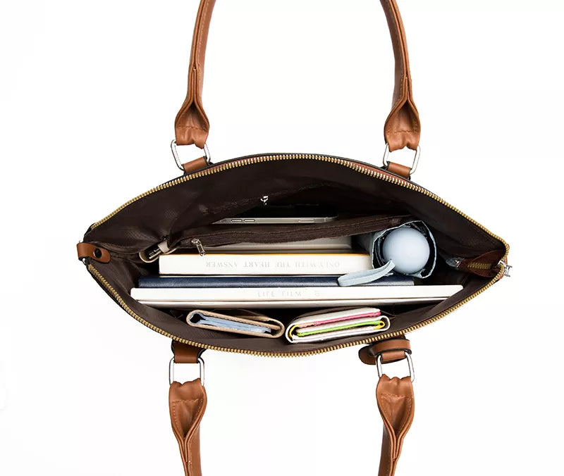 Maverick Faux Crocodile Tote Bag Set ( 3-Pack) - Brown-Fulfillment Center-Urbanheer