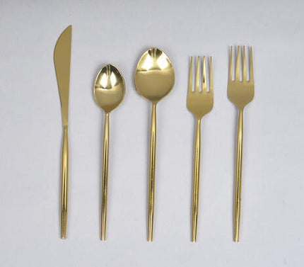Silver & Gold-Toned Stainless Steel Flatware (Set Of 5)-Qalara-Urbanheer