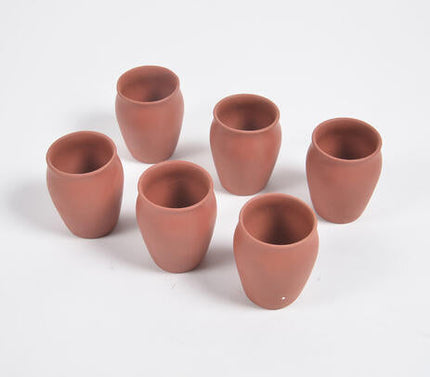 Terracotta Pottery Kulhad Glasses (Set Of 6)-Qalara-Urbanheer