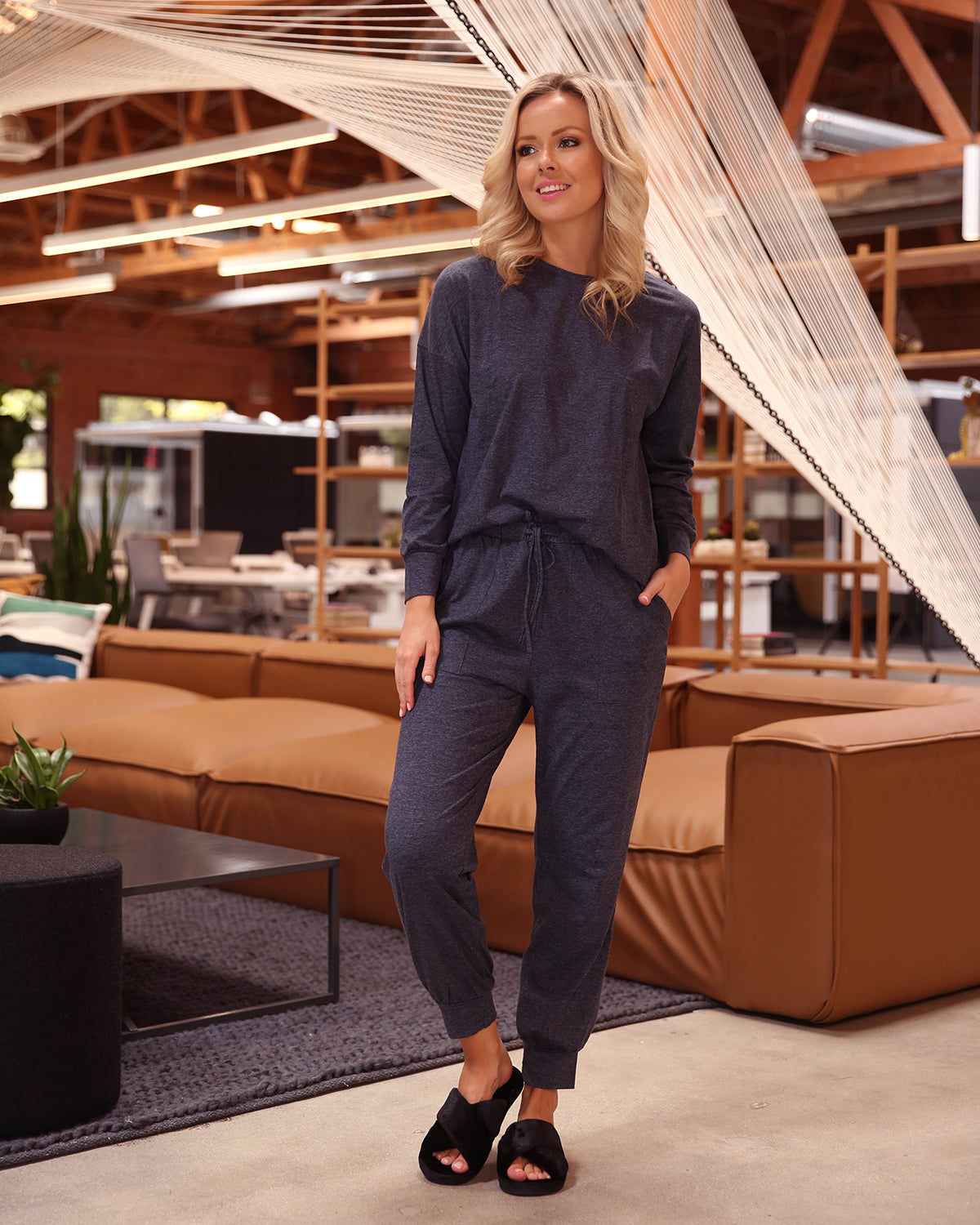 Stacy Loungewear Top & Bottom Set - Blue-Fulfillment Center-Small-Urbanheer