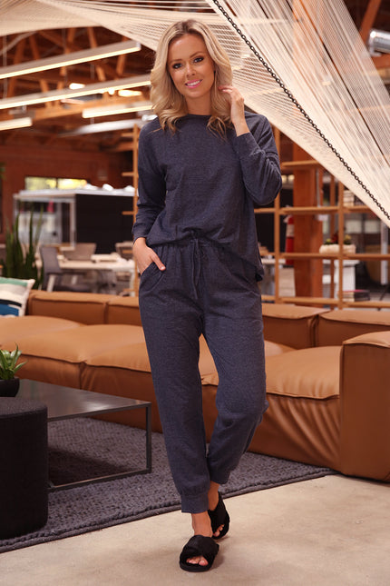Stacy Loungewear Top & Bottom Set - Blue
