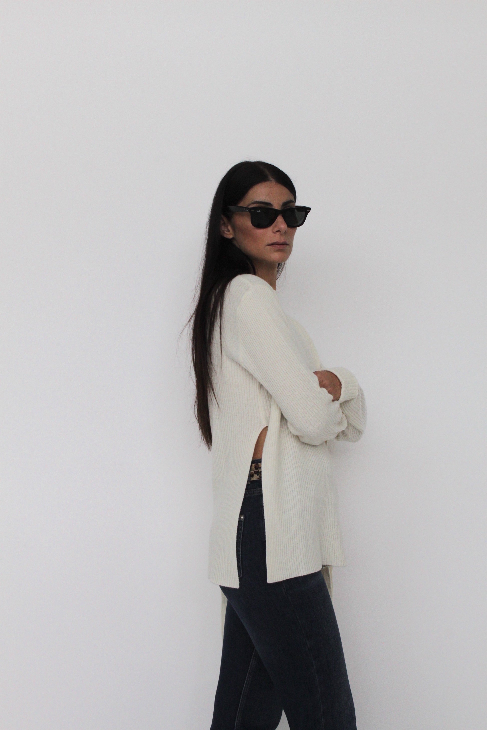 Girocollo Con Fiocco Laterale In Misto Cashmere - Antonia-Maglia-Tenné-XS-PANNA-Urbanheer