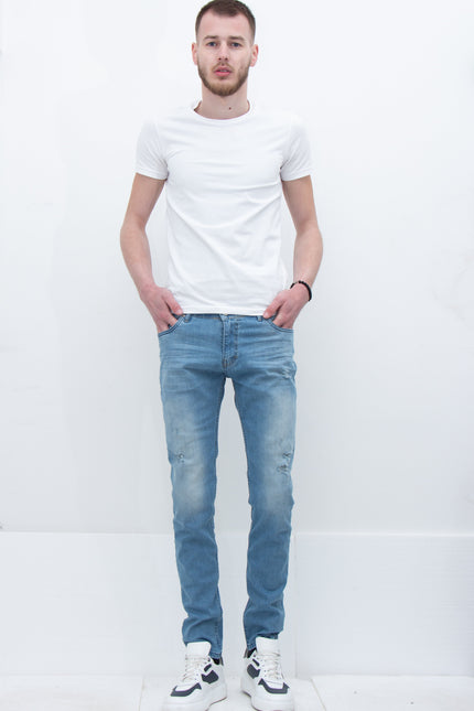 Men Slim Fit Blue Jeans-Foja Jeans-Urbanheer
