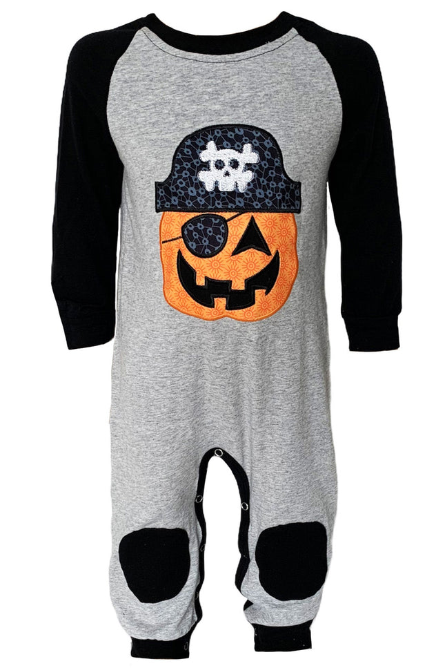 Annloren Halloween Pirate Jack O Lantern Long Sleeve Baby Toddler Boys Romper