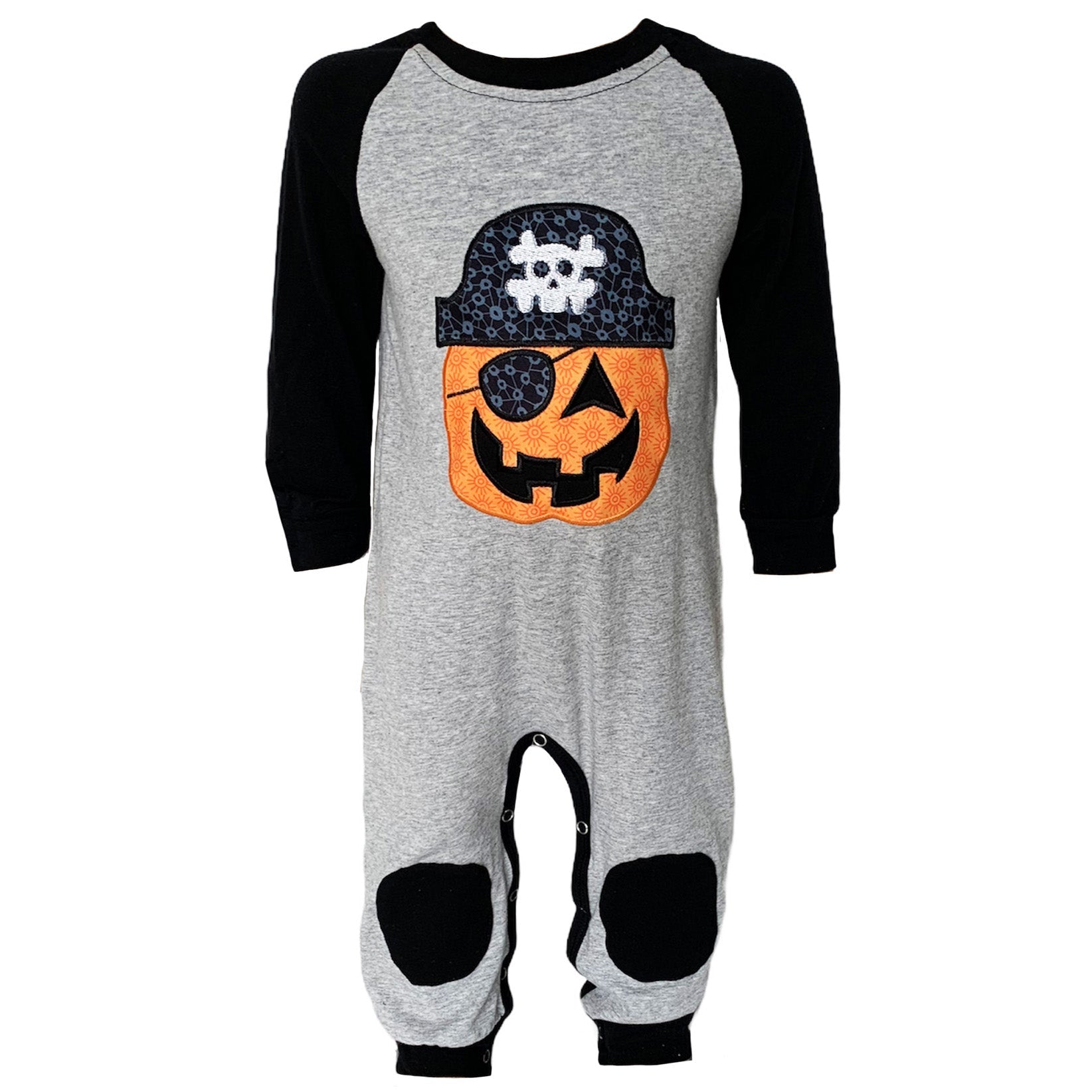 Annloren Halloween Pirate Jack O Lantern Long Sleeve Baby Toddler Boys Romper-AnnLoren-6-12 Mo-Urbanheer
