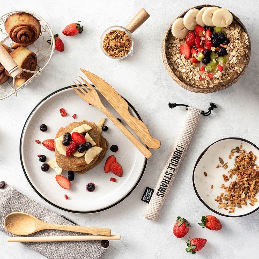 Eco-Friendly Coconut Bowls & Spoons Set Of 4-Jungle Culture-Striped-Urbanheer