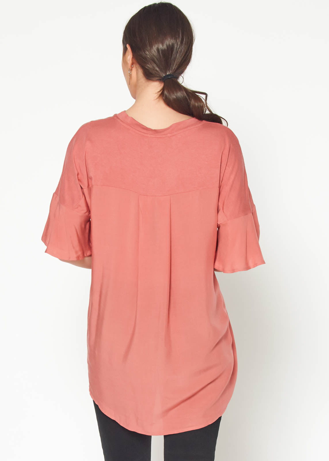 Women's Oversized Basic Tunic Top In Terracotta-Lemon Hera-L-Urbanheer
