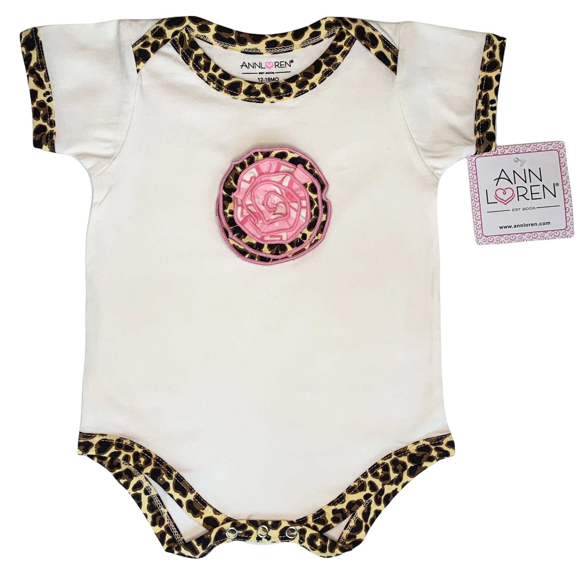 Annloren Baby Girls Layette Pink Leopard Onesie Pants Headband 3Pc Gift Set Clothing-AnnLoren-3-6 Mo-Urbanheer