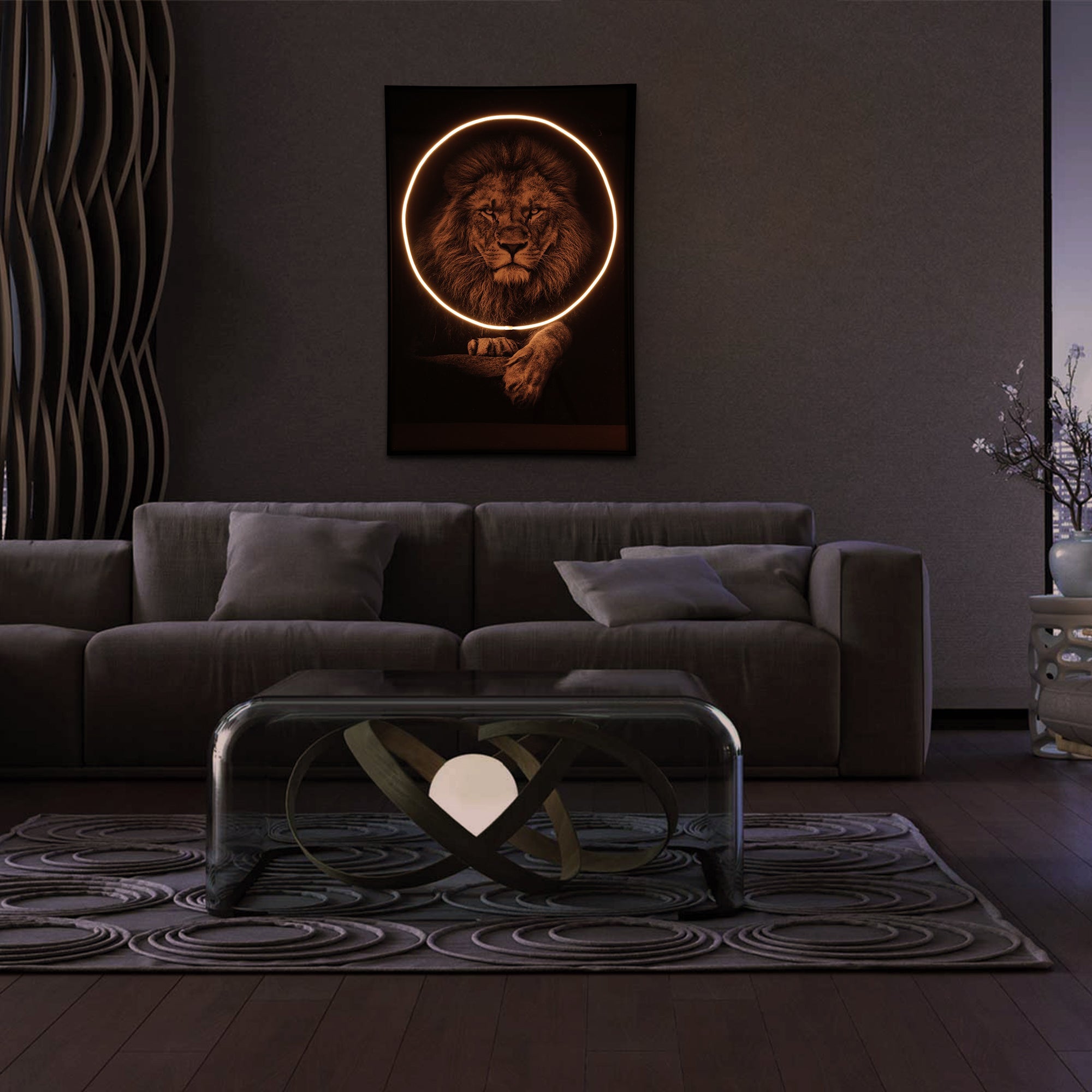 Lion Wall Art With Led Light-EP Designlab LLC-LION-S-Urbanheer