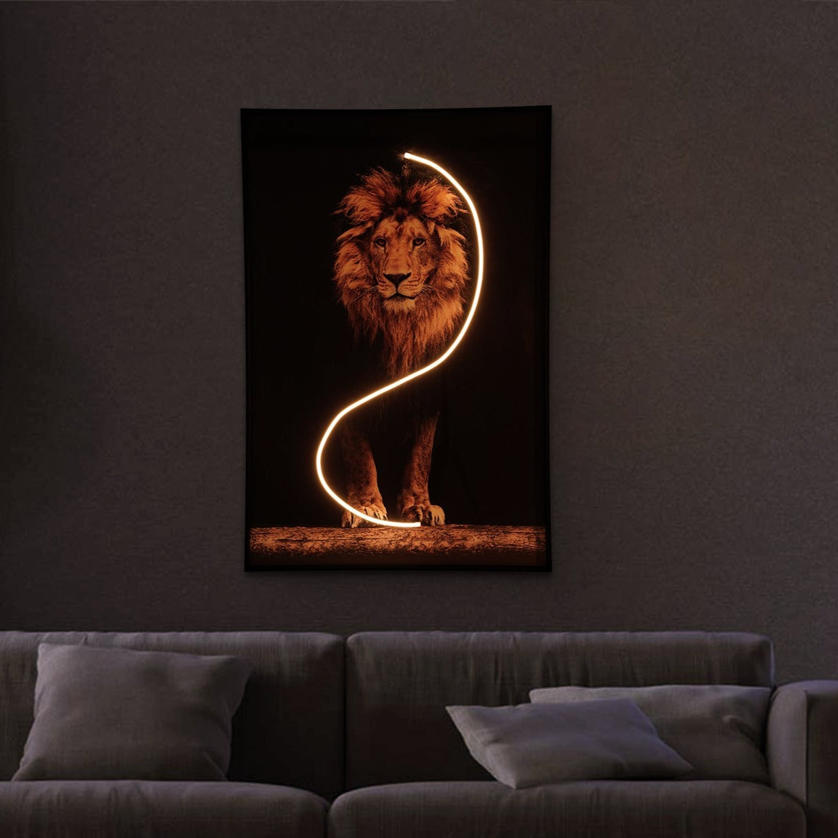 Lion Wall Art With Led Light-EP Designlab LLC-LION-S-Urbanheer
