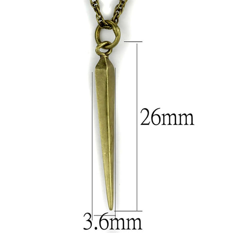 Lo3707 - Antique Copper Brass Chain Pendant With No Stone-Alamode-16"+3"-Urbanheer