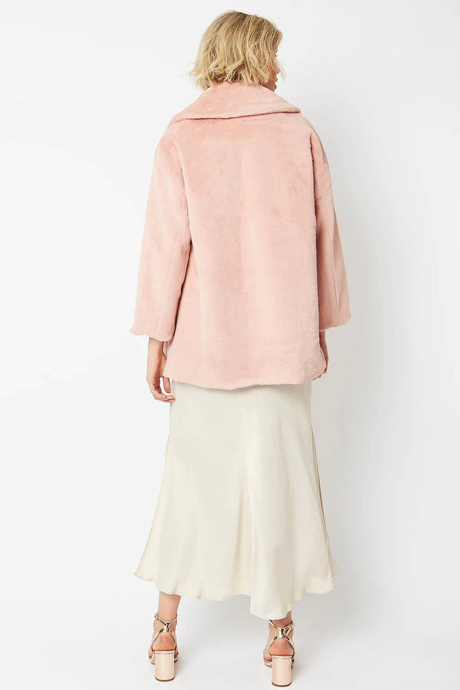 Light Pink Faux Fur Midi Coat-Clothing - Women-Buy Me Fur Ltd-One Size-Light Pink-Faux Fur-Urbanheer
