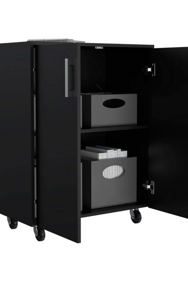 Lions Wall Cabinet-Superior Top, Drawer Base Cabinet, Three Drawers, Four Casters, Black Wengue Finish-We Have Furniture-Urbanheer
