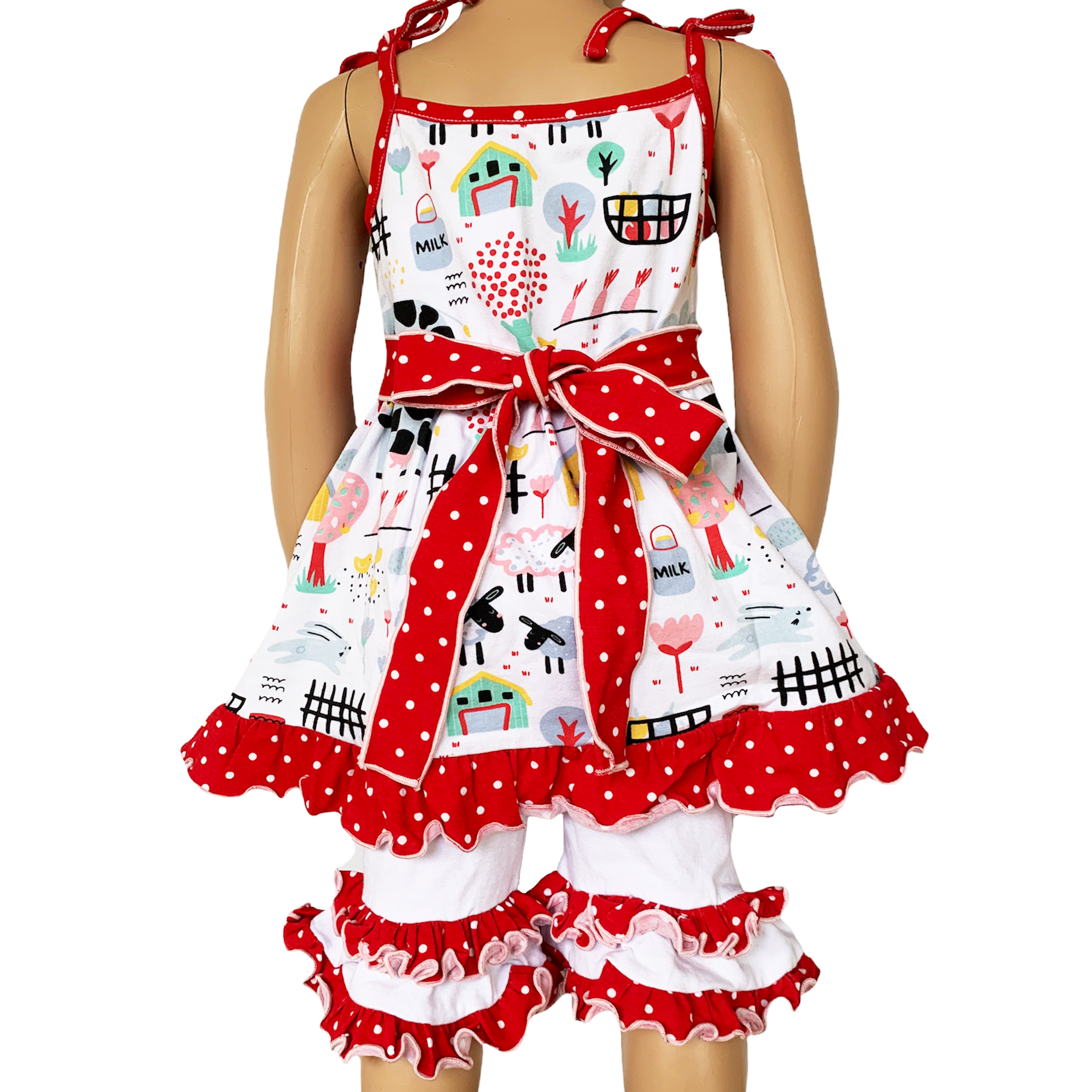 Annloren Little & Big Girls Farm Animals Dress And Capri Ruffle Leggings Outfit-AnnLoren-9-10-Urbanheer