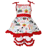 Annloren Little & Big Girls Farm Animals Dress And Capri Ruffle Leggings Outfit-AnnLoren-9-10-Urbanheer