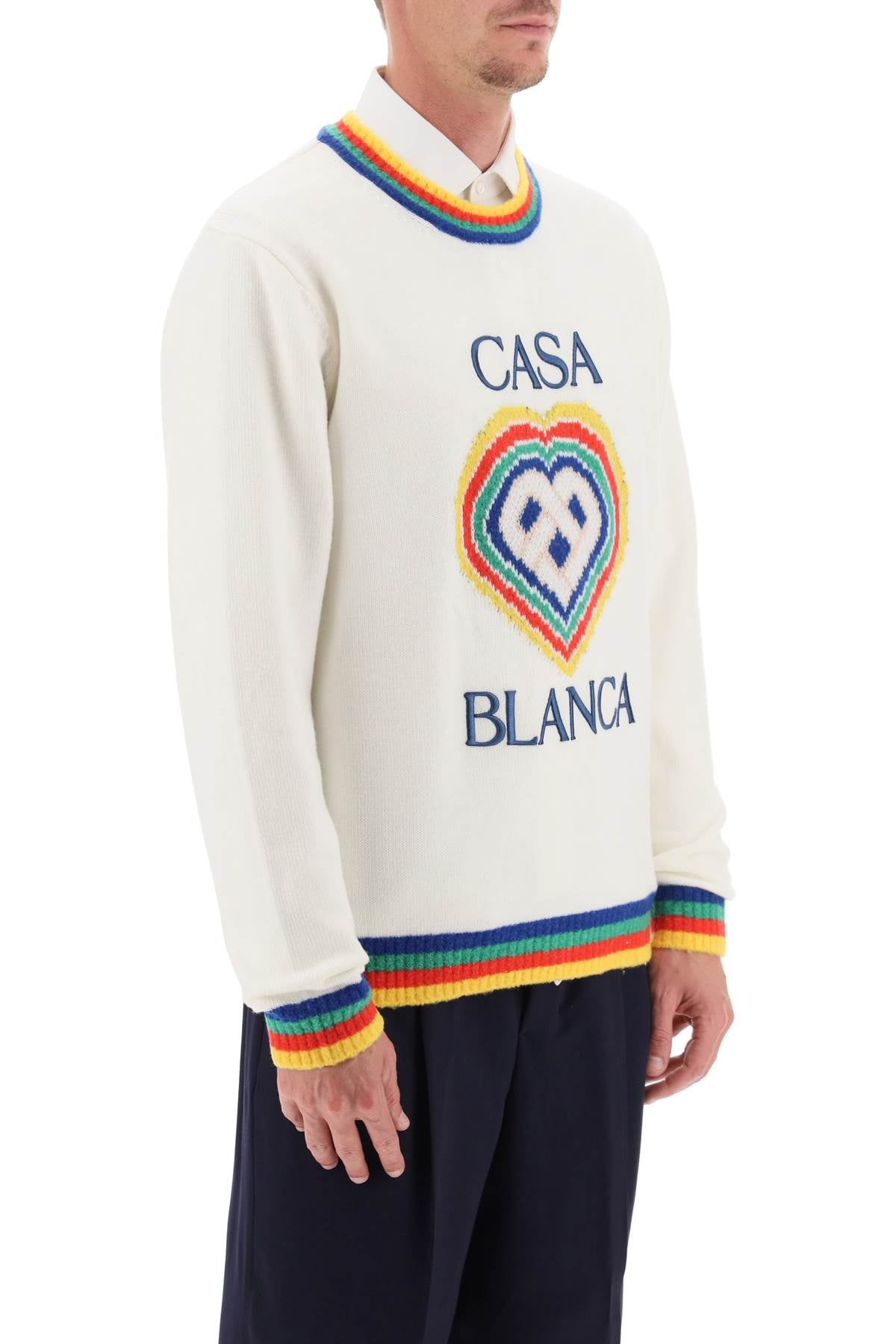 Casablanca Rainbow Heart Virgin Wool Sweater-Casablanca-L-Urbanheer