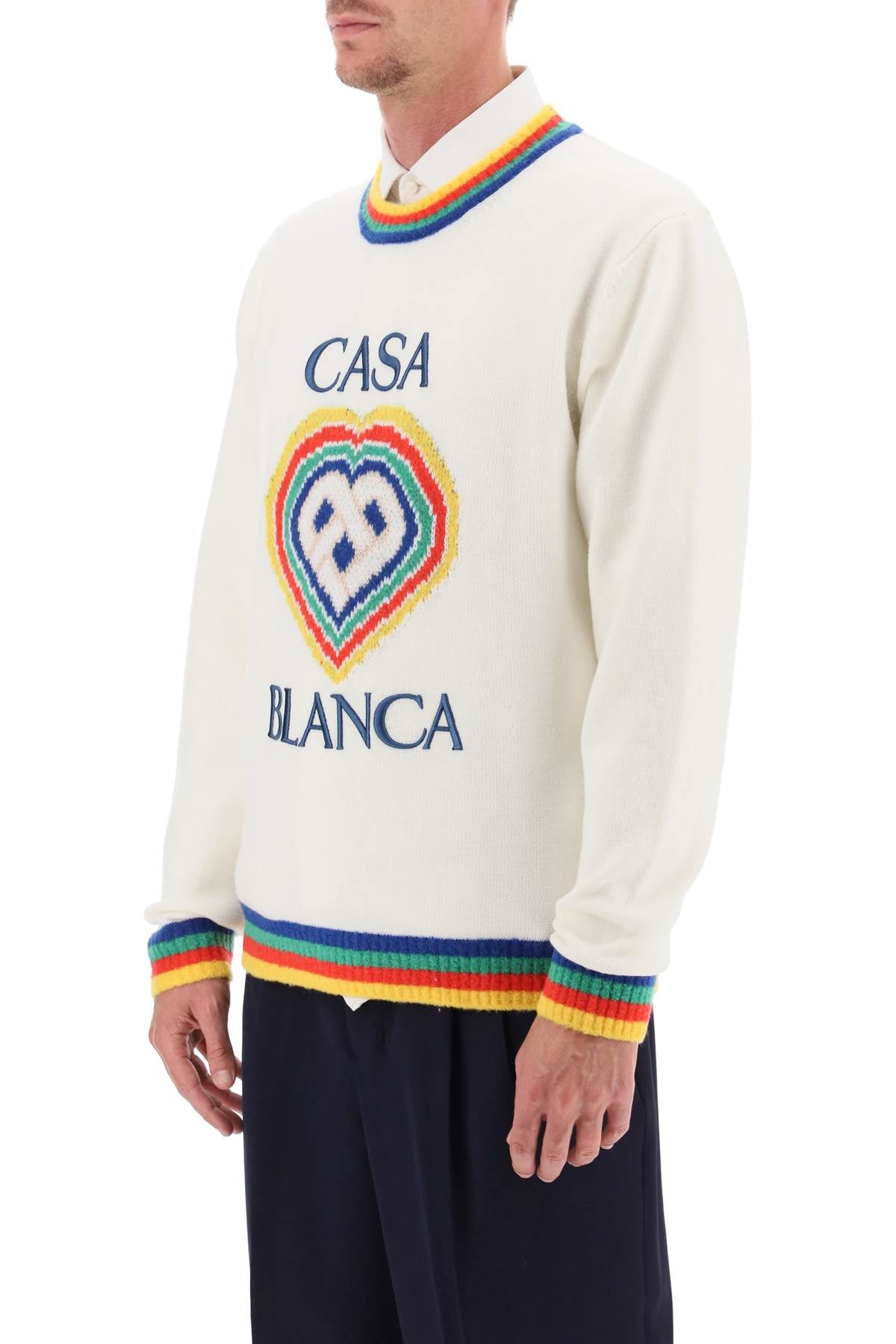 Casablanca Rainbow Heart Virgin Wool Sweater-Casablanca-L-Urbanheer