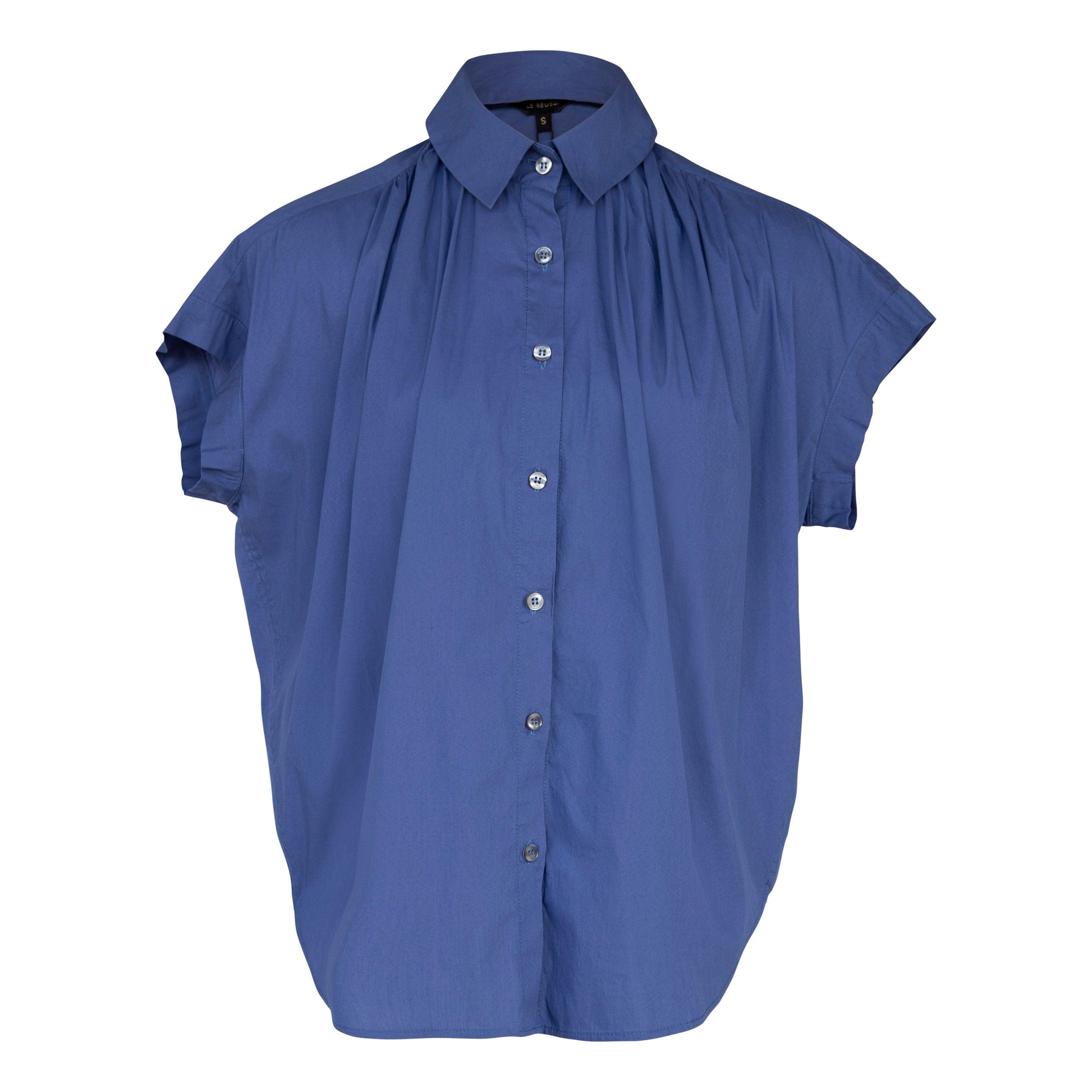 Women's Gather Collar Shirt in Navy-Le Réussi-S-navy-blue-Urbanheer