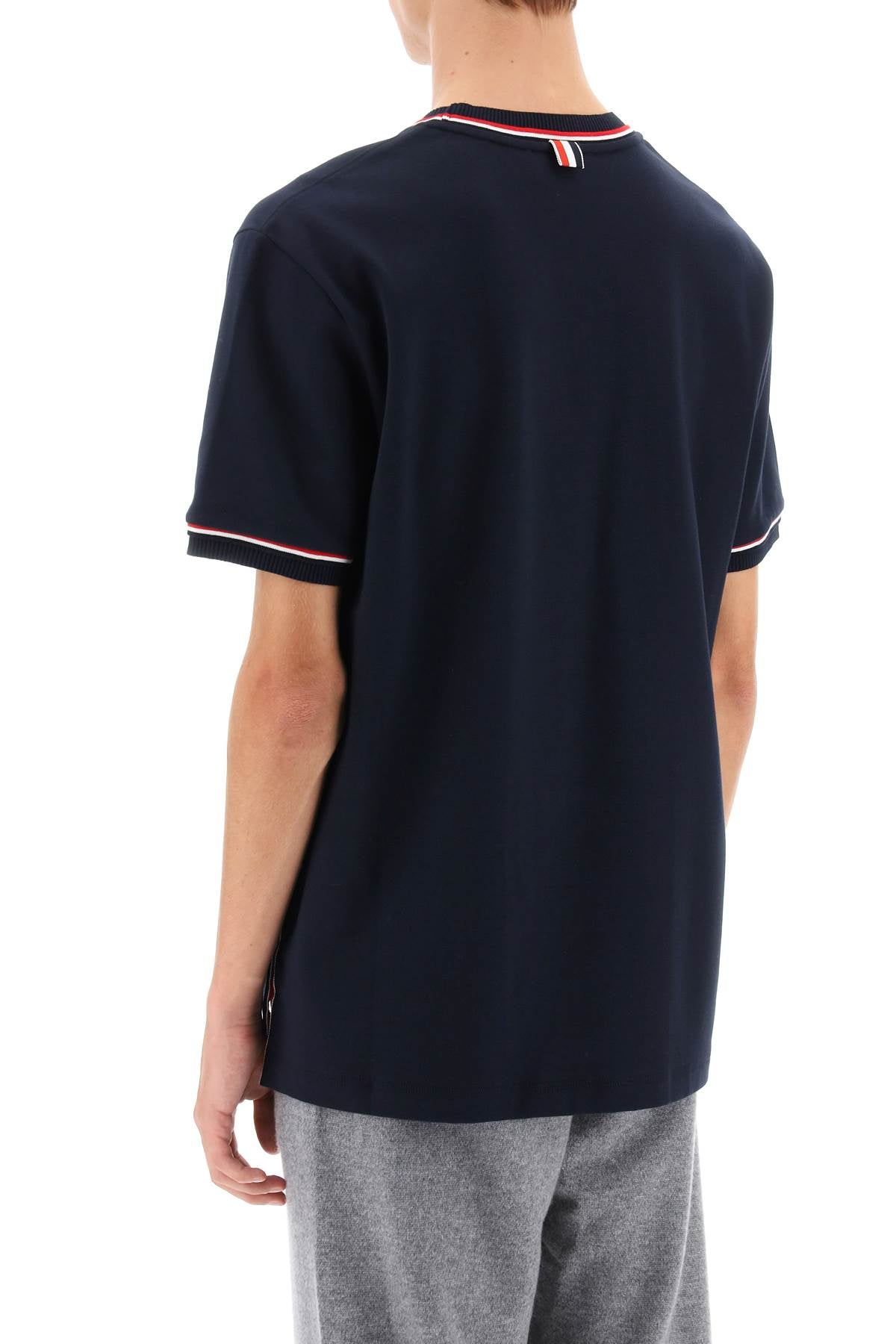Thom browne milano stitch t-shirt with rwb stripe trims-Thom Browne-1-Urbanheer